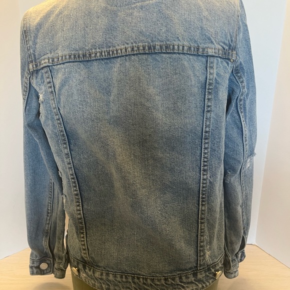 BLANKNYC Women's Collar Long Sleeves Distress Medium Wash Jean Jacket Size XS - Picture 2 of 13
